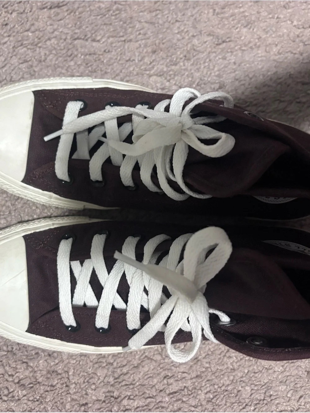 Classic High-Top Canvas Sneakers in Dark Brown with White Laces